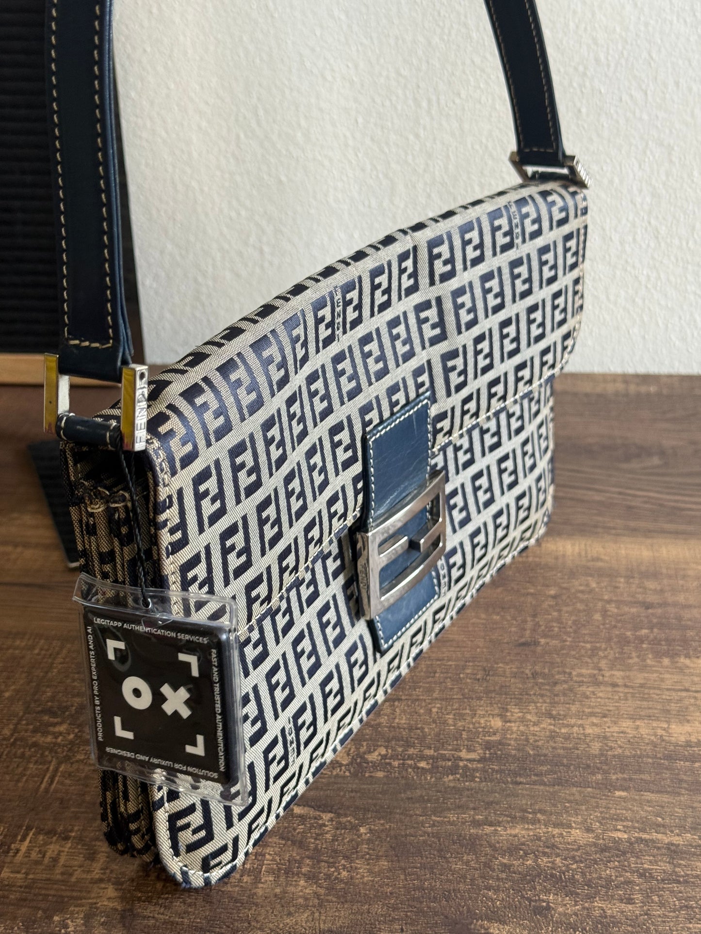 FENDI ZUCCHINO MAMA BAGUETTE NAVY BLUE
