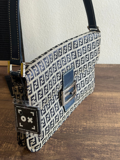FENDI ZUCCHINO MAMA BAGUETTE NAVY BLUE