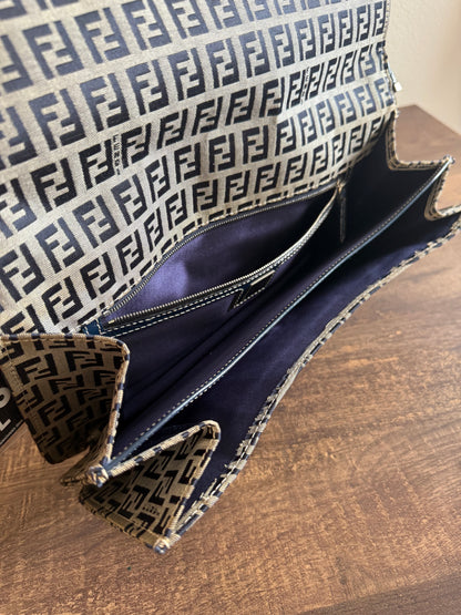 FENDI ZUCCHINO MAMA BAGUETTE NAVY BLUE