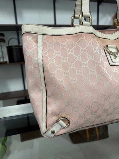 Gucci Abbey Tote Bag 141472 in Pink GG Jacquard