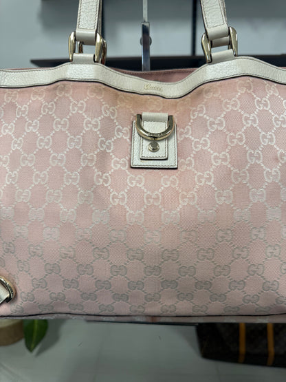 Gucci Abbey Tote Bag 141472 in Pink GG Jacquard