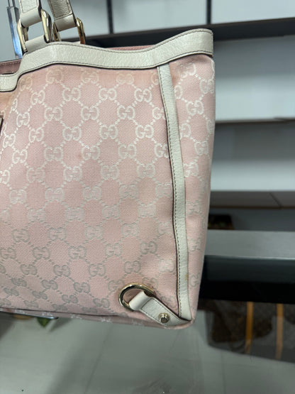 Gucci Abbey Tote Bag 141472 in Pink GG Jacquard