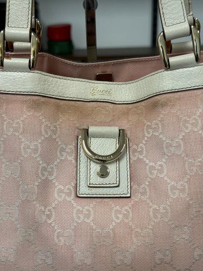 Gucci Abbey Tote Bag 141472 in Pink GG Jacquard