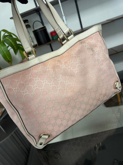 Gucci Abbey Tote Bag 141472 in Pink GG Jacquard