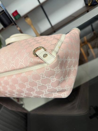 Gucci Abbey Tote Bag 141472 in Pink GG Jacquard
