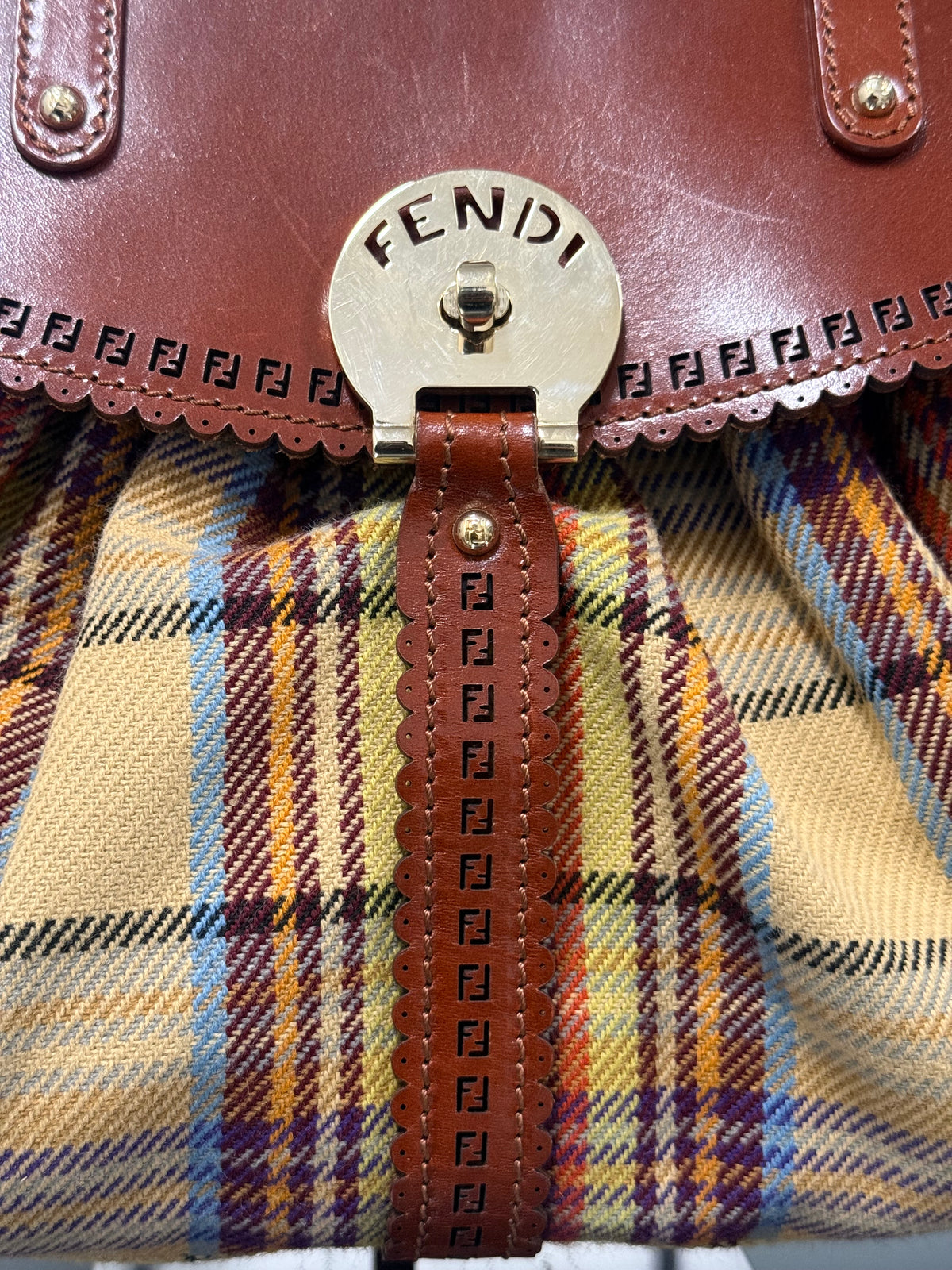 Fendi Multicolor Wool Fabric and Leather Small Magic Top Handle Bag
