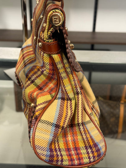 Fendi Multicolor Wool Fabric and Leather Small Magic Top Handle Bag