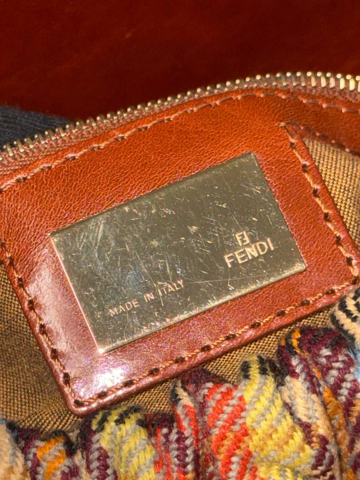 Fendi Multicolor Wool Fabric and Leather Small Magic Top Handle Bag