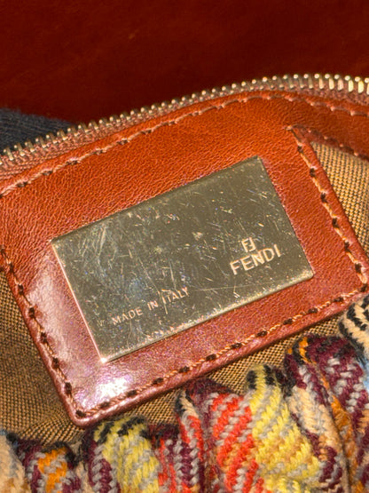 Fendi Multicolor Wool Fabric and Leather Small Magic Top Handle Bag