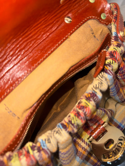 Fendi Multicolor Wool Fabric and Leather Small Magic Top Handle Bag