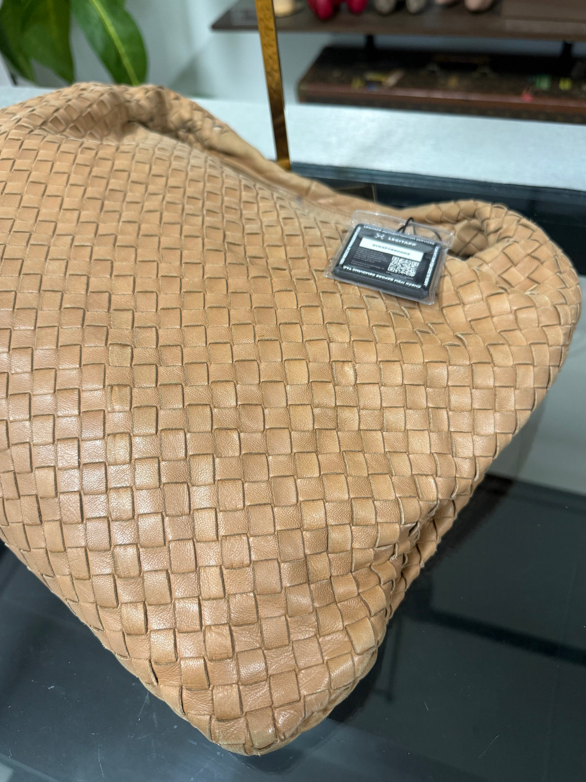 Intrecciato Medium Hobo Shoulder Bag Brown Nappa Leather