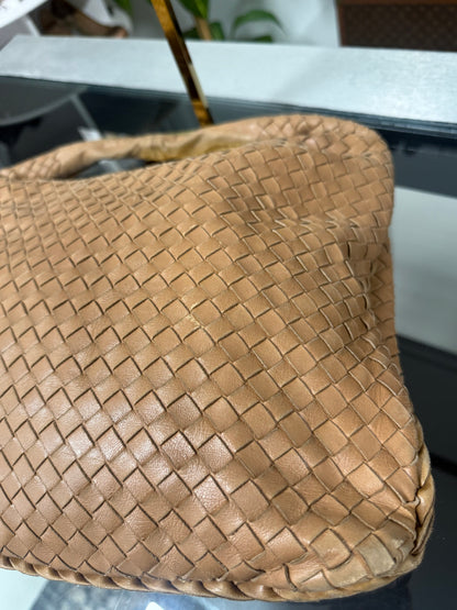 Intrecciato Medium Hobo Shoulder Bag Brown Nappa Leather