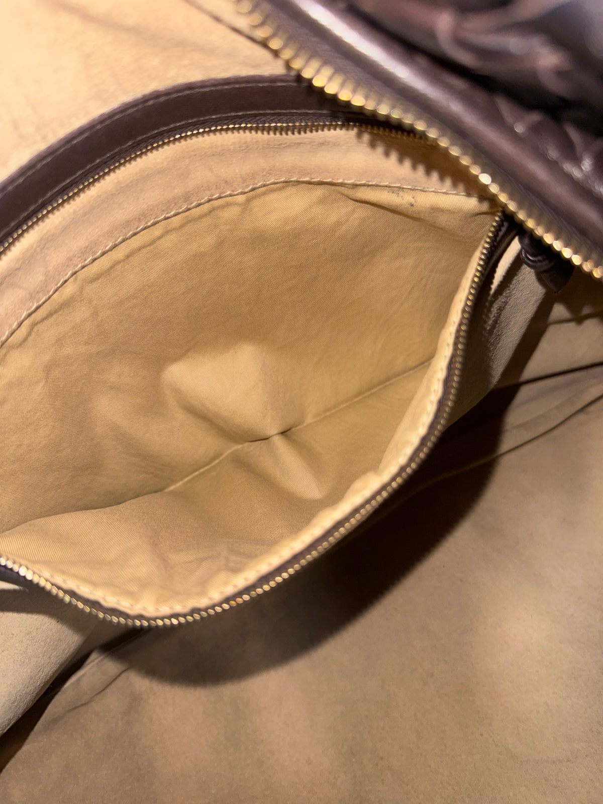Intrecciato Medium Hobo Dark Brown Shoulder Bag Nappa Leather