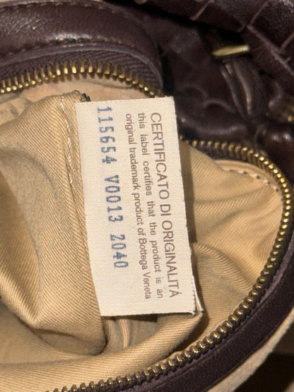Intrecciato Medium Hobo Dark Brown Shoulder Bag Nappa Leather