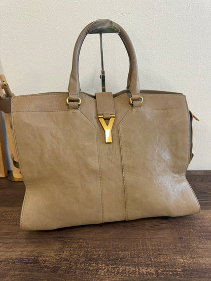 Yves Saint Laurent Taupe Leather Large Cabas ChYc Bag