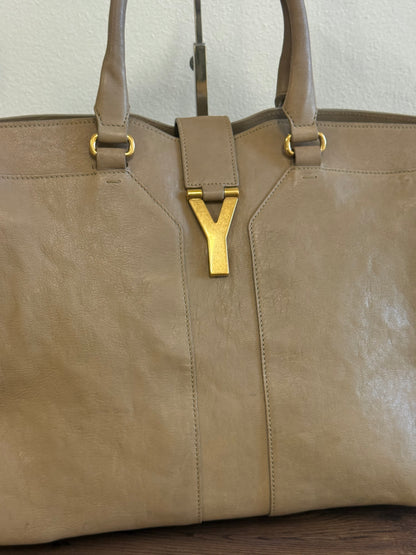Yves Saint Laurent Taupe Leather Large Cabas ChYc Bag