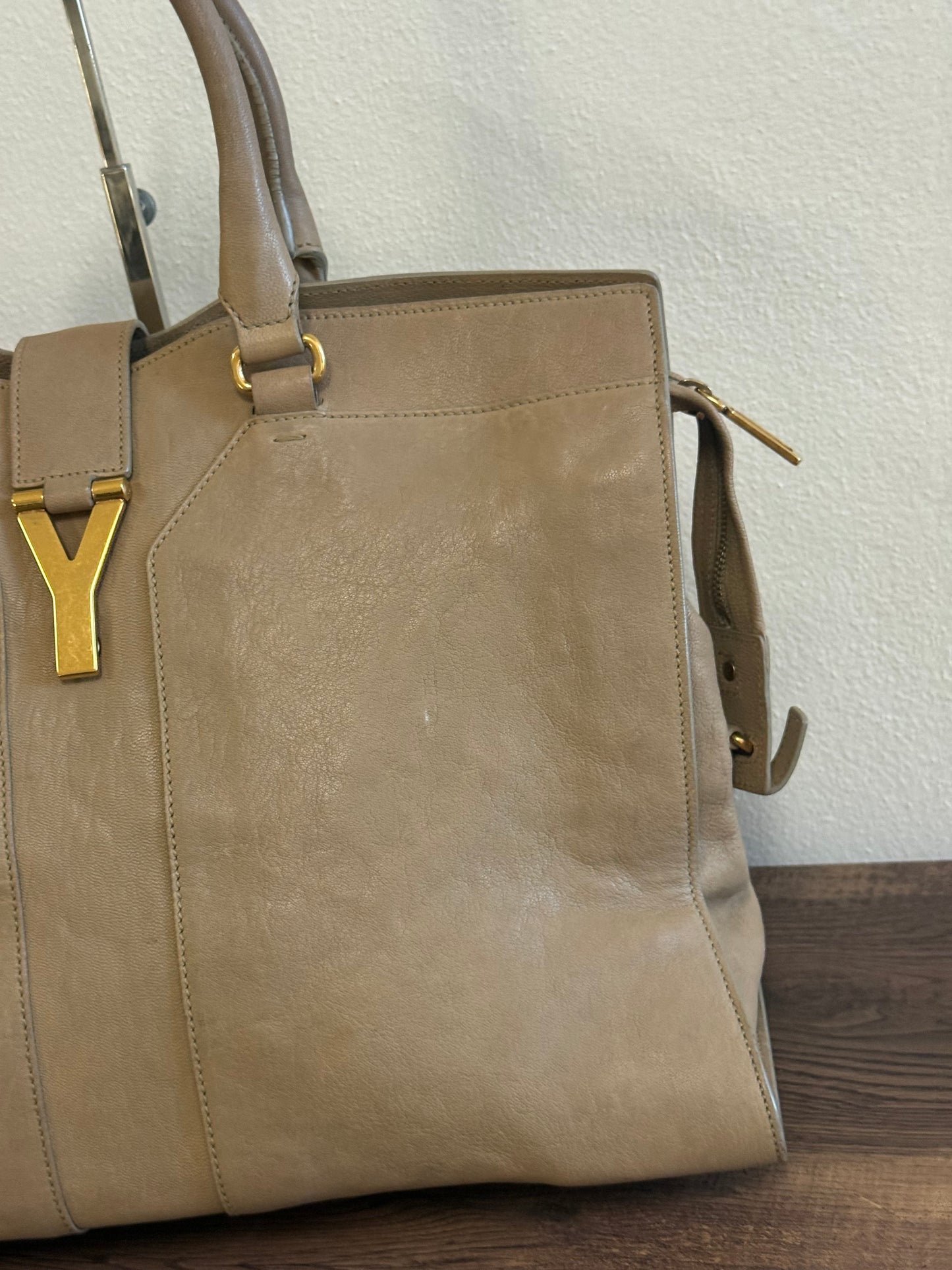 Yves Saint Laurent Taupe Leather Large Cabas ChYc Bag