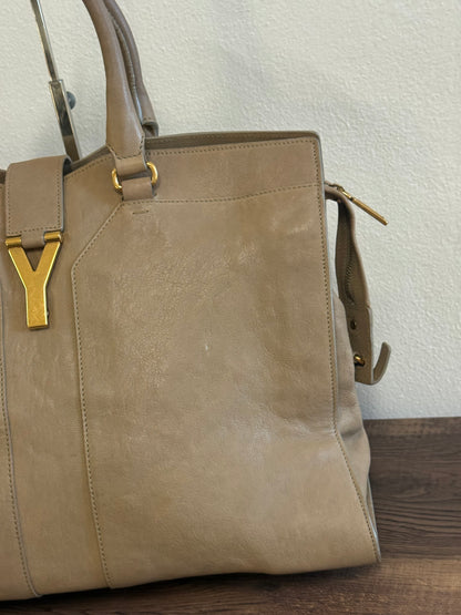 Yves Saint Laurent Taupe Leather Large Cabas ChYc Bag
