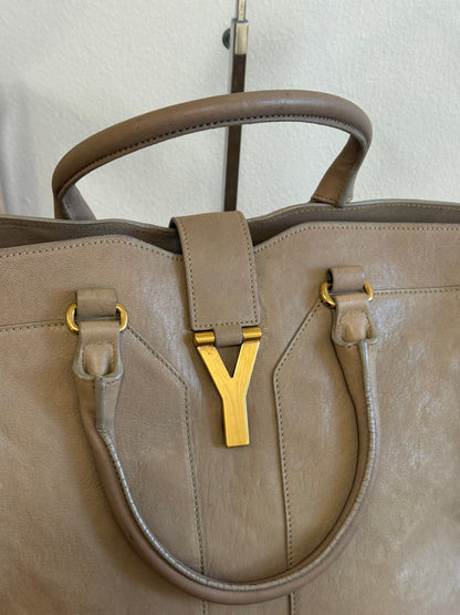 Yves Saint Laurent Taupe Leather Large Cabas ChYc Bag