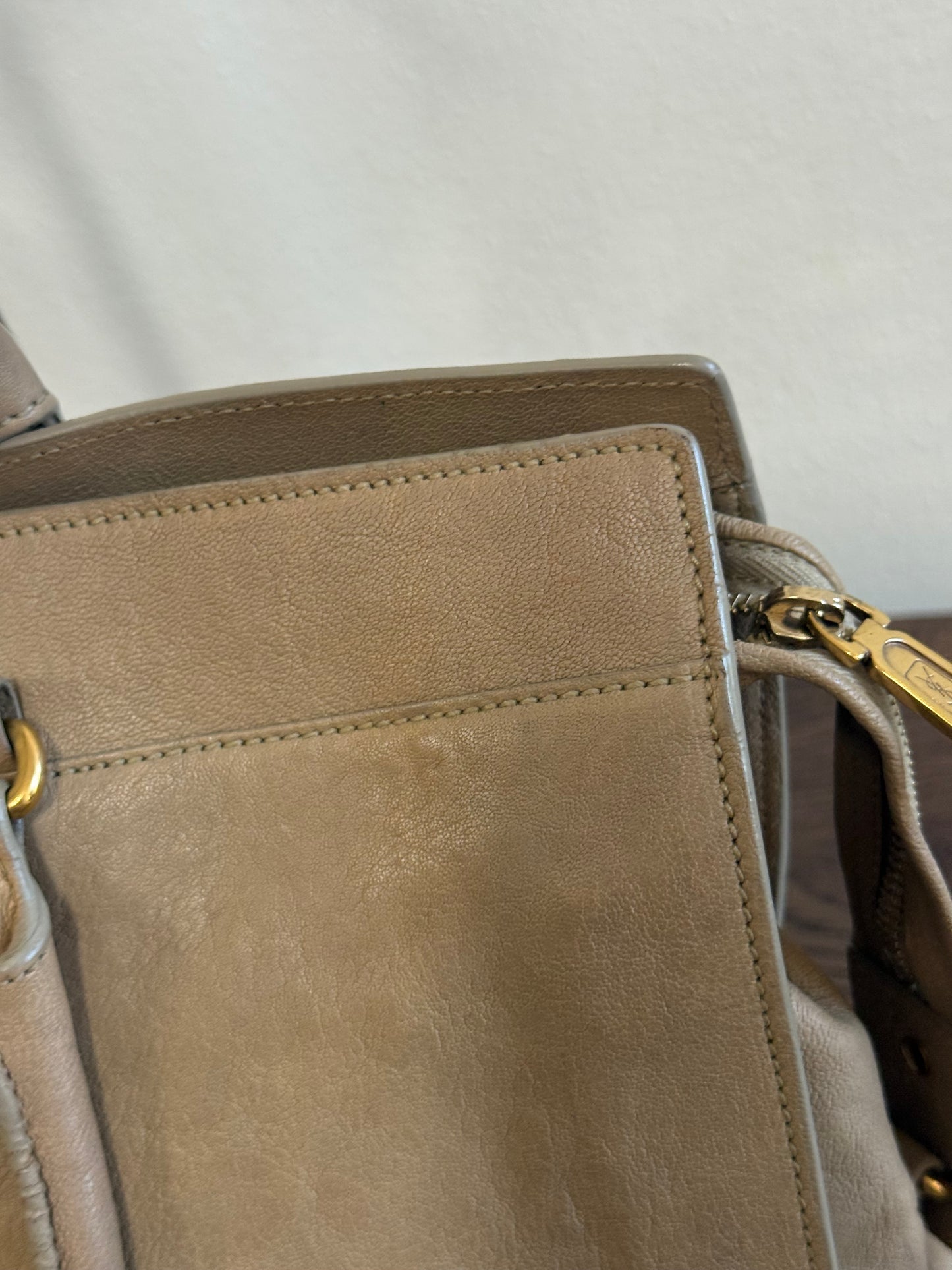 Yves Saint Laurent Taupe Leather Large Cabas ChYc Bag