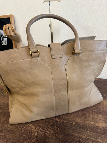 Yves Saint Laurent Taupe Leather Large Cabas ChYc Bag