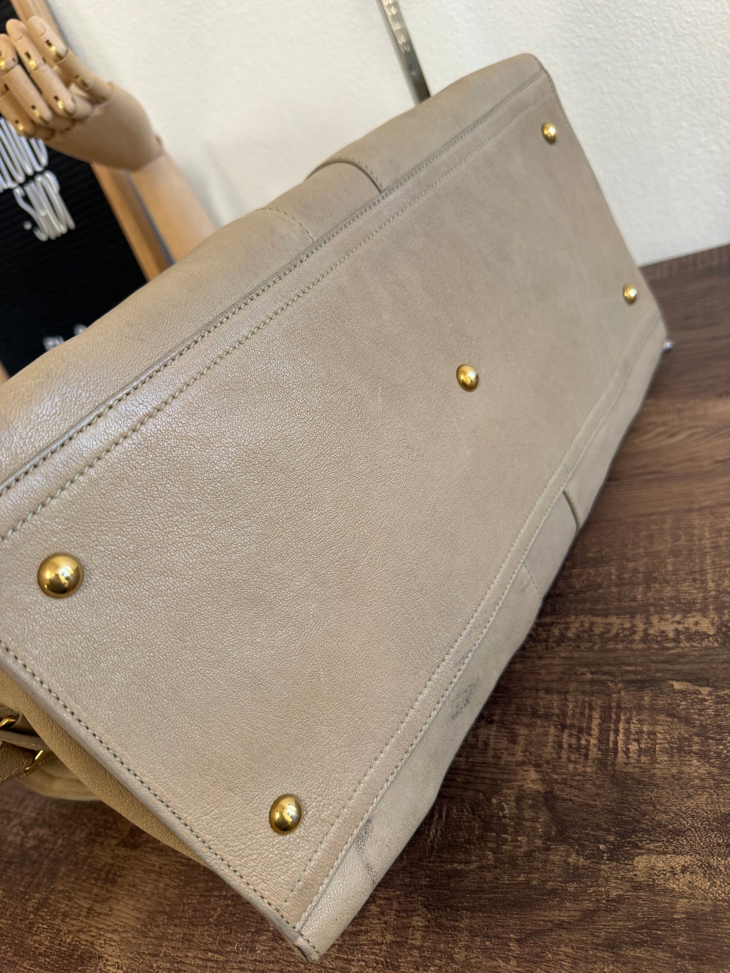 Yves Saint Laurent Taupe Leather Large Cabas ChYc Bag