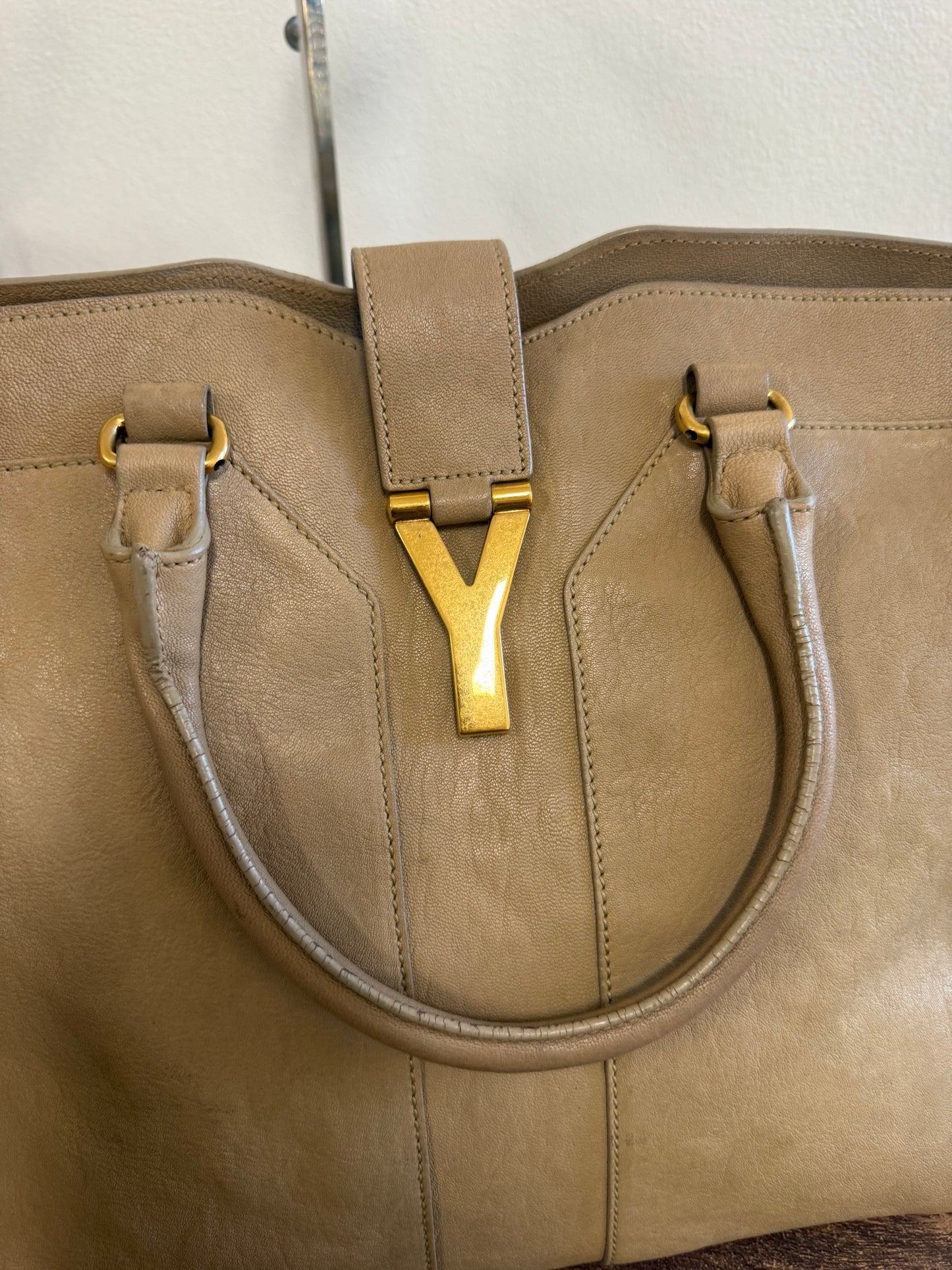 Yves Saint Laurent Taupe Leather Large Cabas ChYc Bag