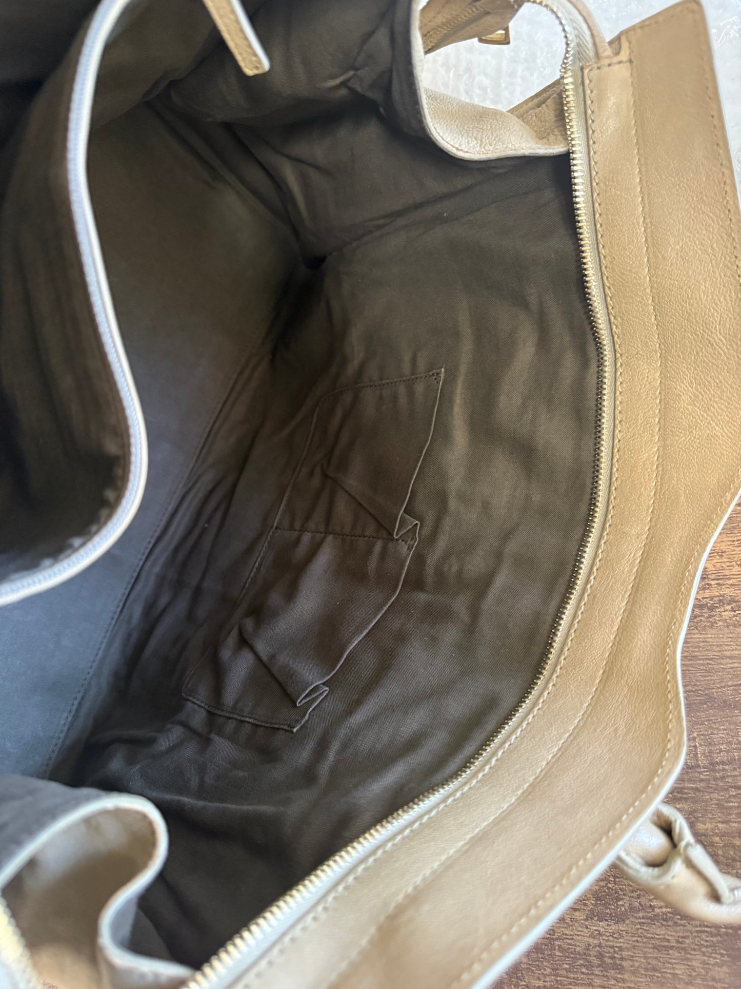 Yves Saint Laurent Taupe Leather Large Cabas ChYc Bag