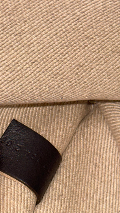 CHLOE WOODY LARGE TOTE BAG - BEIGE IN BLACK/NAVY BLUE - LINEN CANVAS