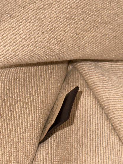 CHLOE WOODY LARGE TOTE BAG - BEIGE IN BLACK/NAVY BLUE - LINEN CANVAS