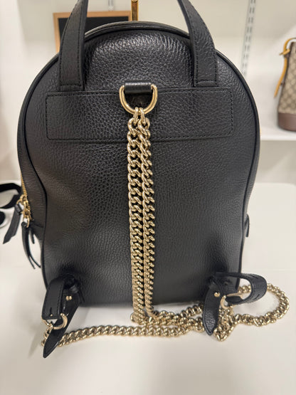 Gucci Black Pebbled Leather Soho Chain Backpack Bag
