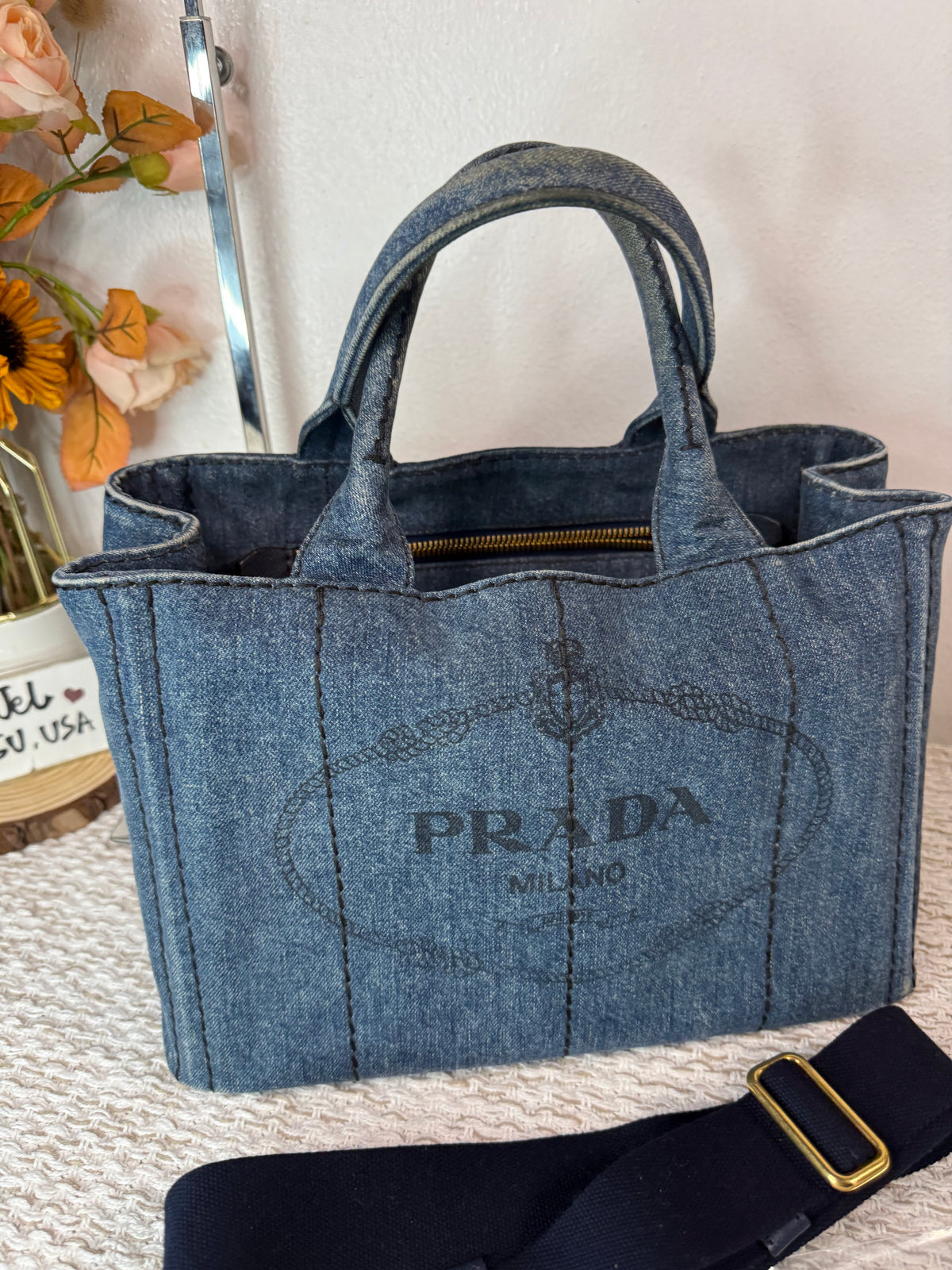 Logo Canapa Avio Denim Tote Bag