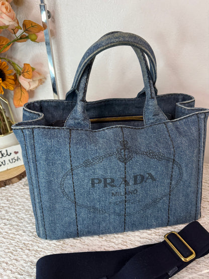 Logo Canapa Avio Denim Tote Bag