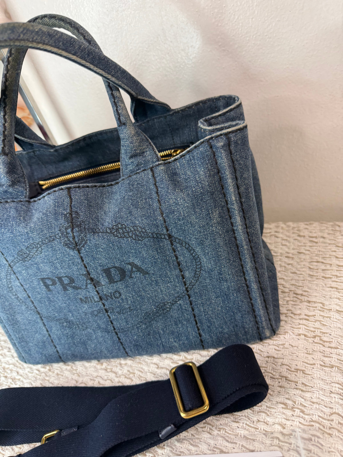 Logo Canapa Avio Denim Tote Bag