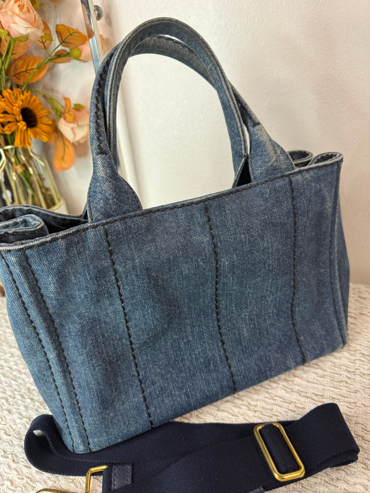 Logo Canapa Avio Denim Tote Bag