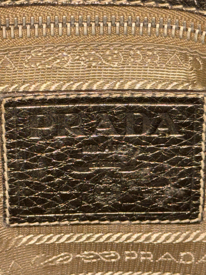 PRADA BEIGE JACQUARD CANVAS SHOULDER BAG