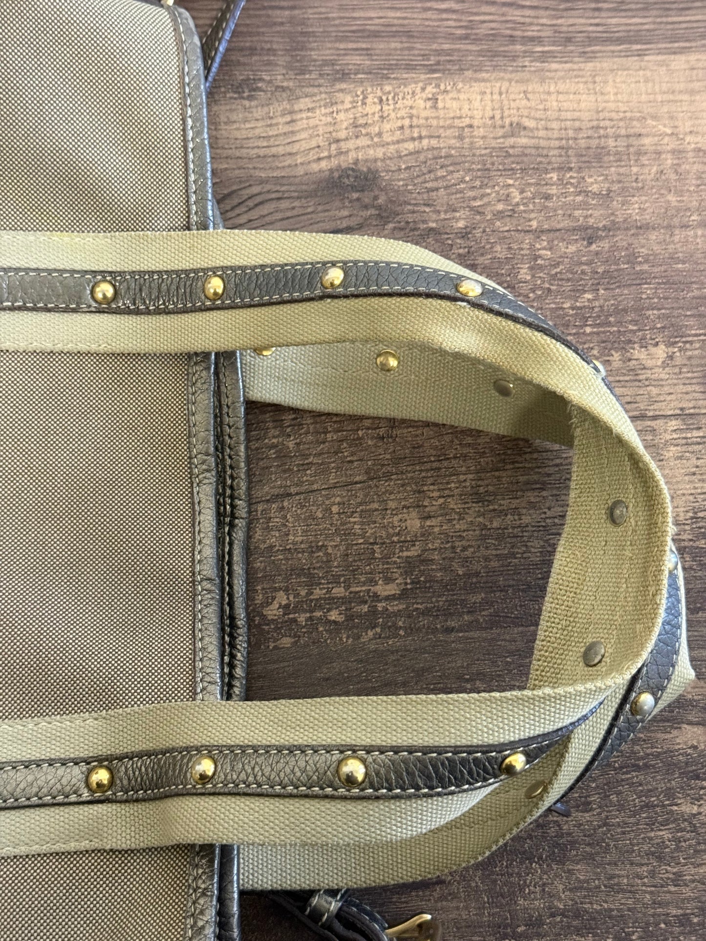 PRADA BEIGE JACQUARD CANVAS SHOULDER BAG