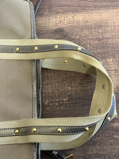 PRADA BEIGE JACQUARD CANVAS SHOULDER BAG