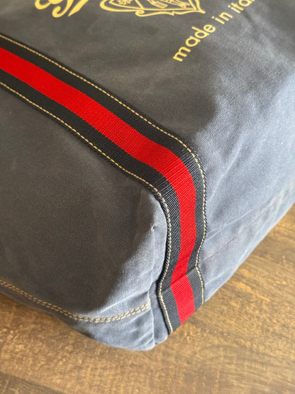 GUCCI BLUE CANVAS LOGO LARGE TOTE BAG