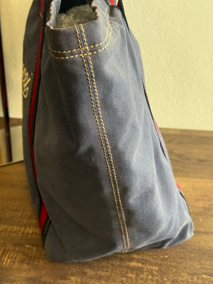 GUCCI BLUE CANVAS LOGO LARGE TOTE BAG