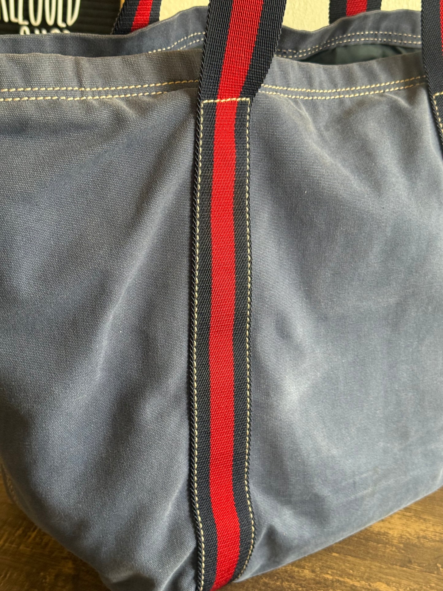 GUCCI BLUE CANVAS LOGO LARGE TOTE BAG