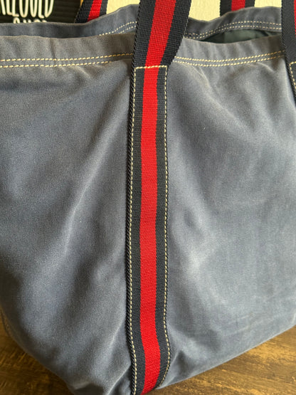 GUCCI BLUE CANVAS LOGO LARGE TOTE BAG