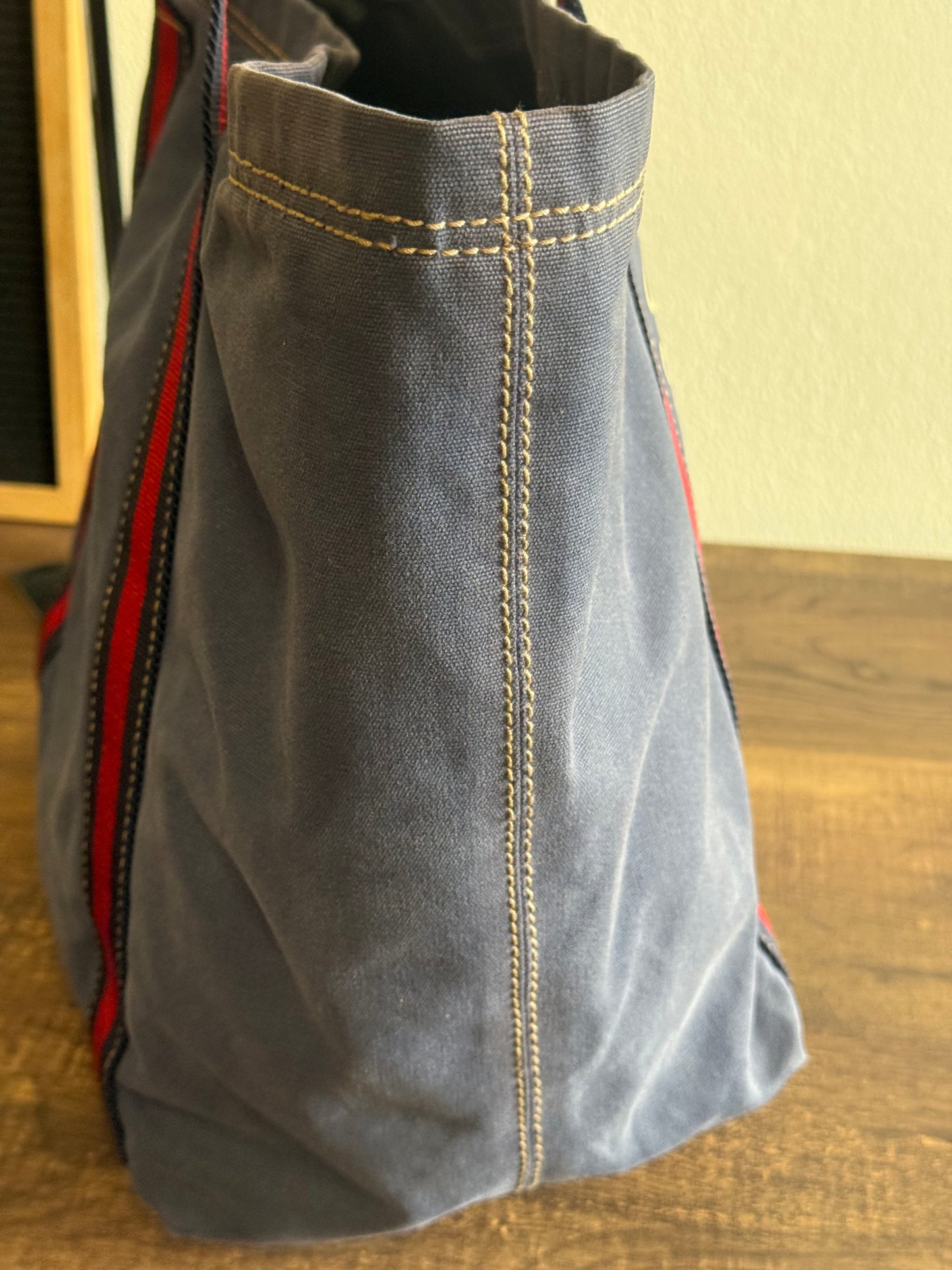 GUCCI BLUE CANVAS LOGO LARGE TOTE BAG