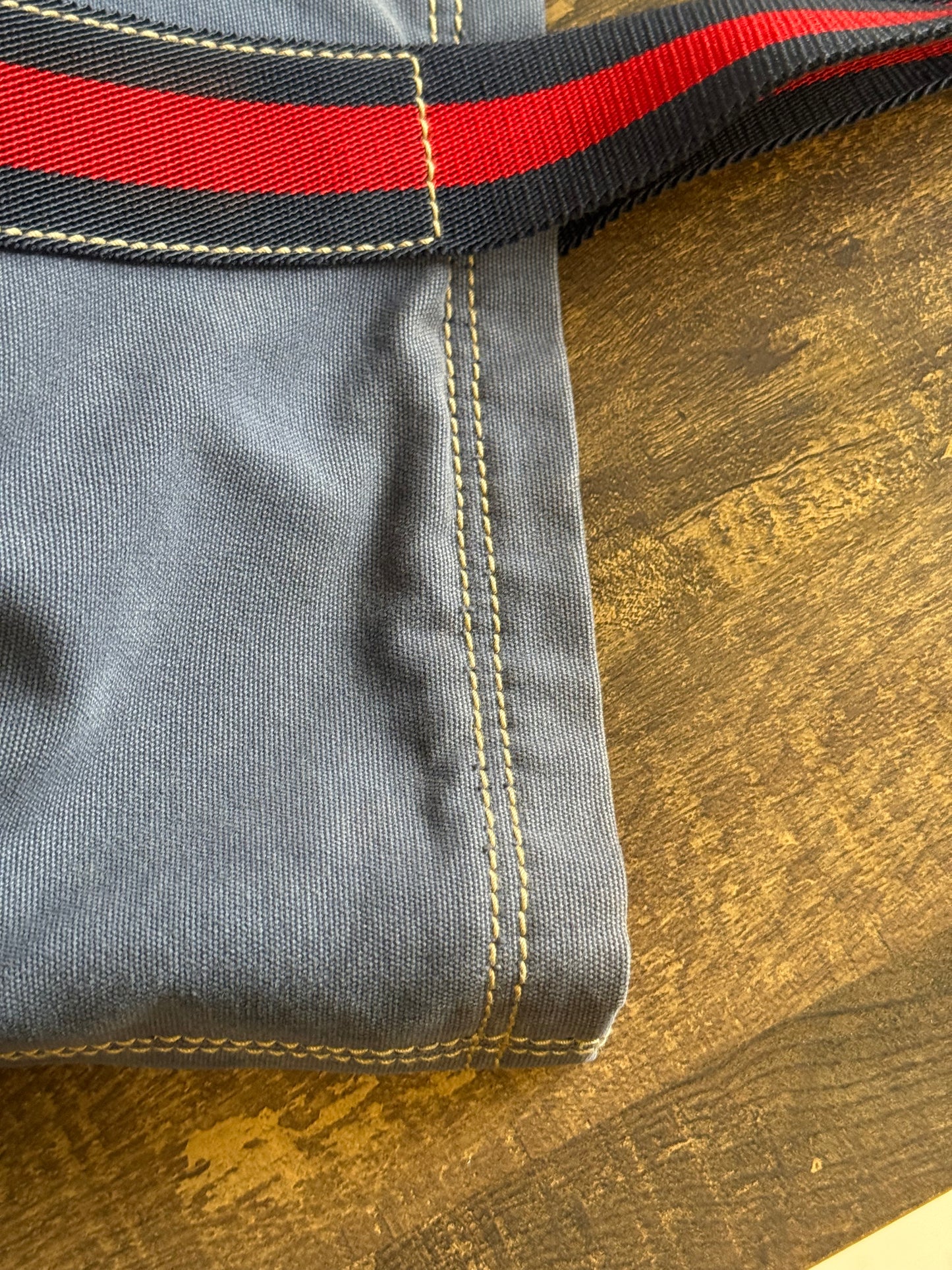 GUCCI BLUE CANVAS LOGO LARGE TOTE BAG