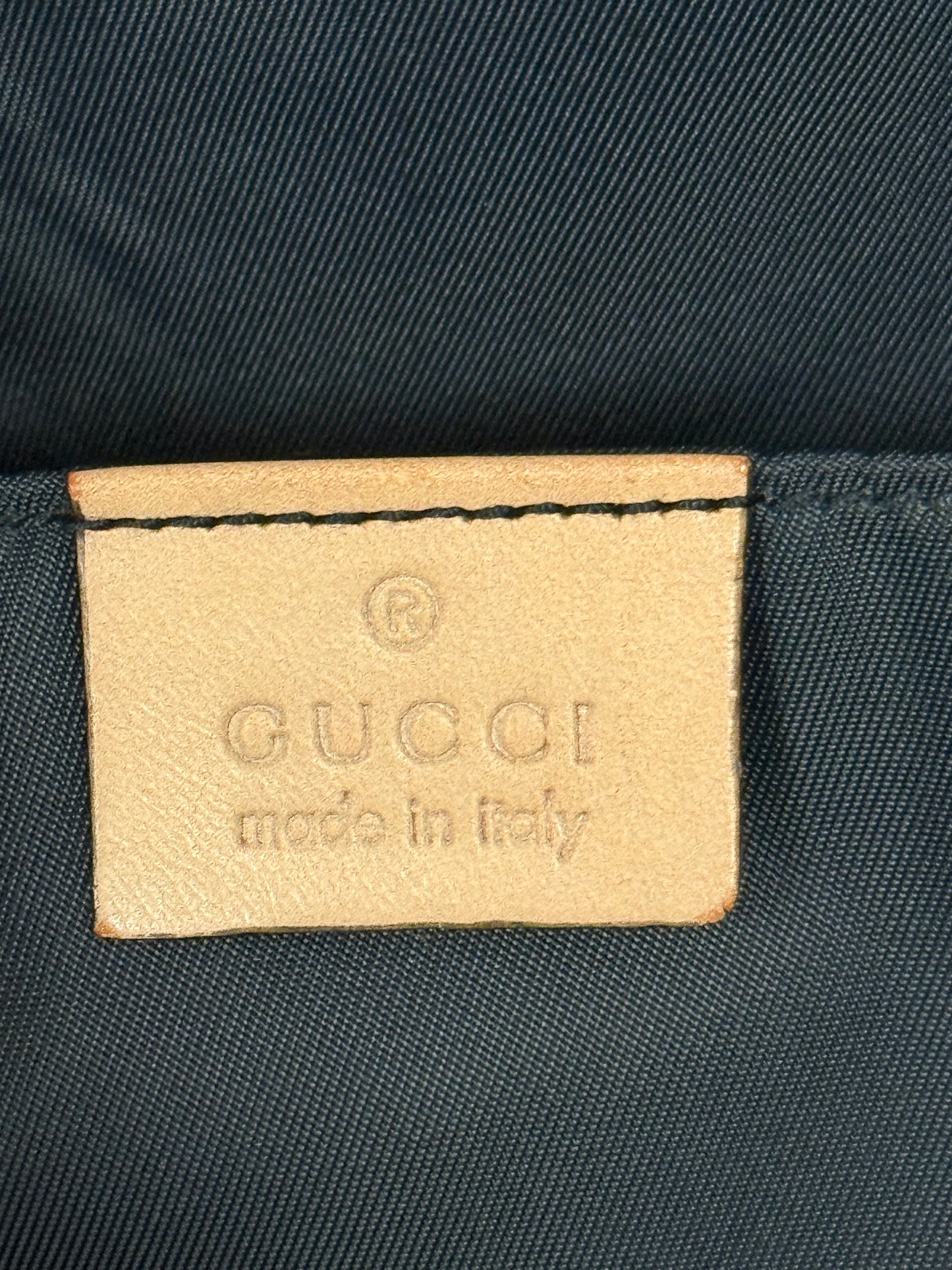 GUCCI BLUE CANVAS LOGO LARGE TOTE BAG
