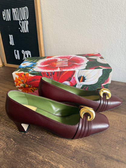 GUCCI Malaga Red Half-Moon Pumps Size 38