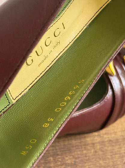 GUCCI Malaga Red Half-Moon Pumps Size 38