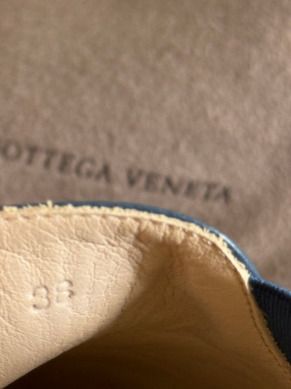 BOTTEGA VENETA BLUE LEATHER SLIP-ON ESPADRILLES SIZE 38