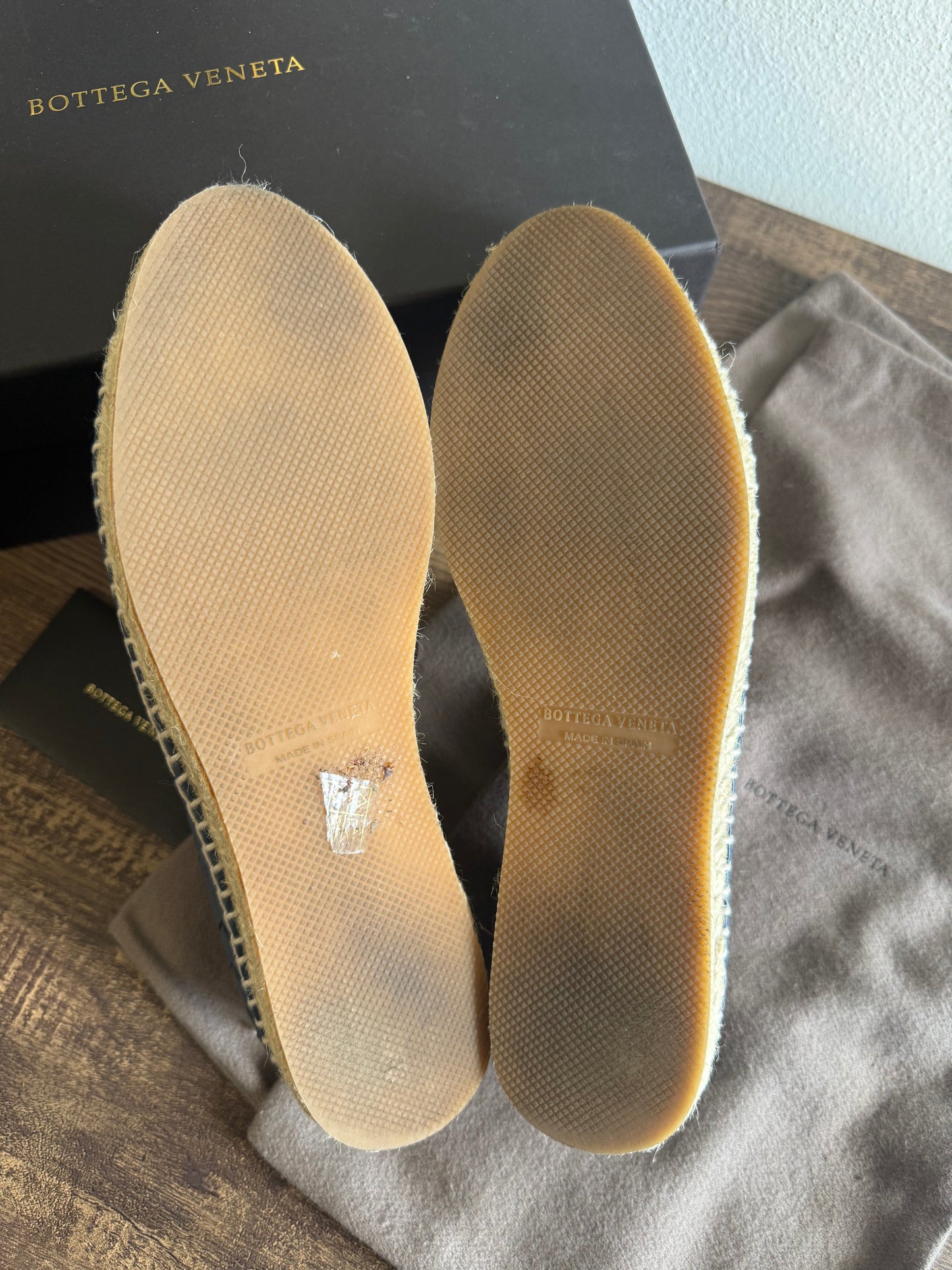 BOTTEGA VENETA BLUE LEATHER SLIP-ON ESPADRILLES SIZE 38