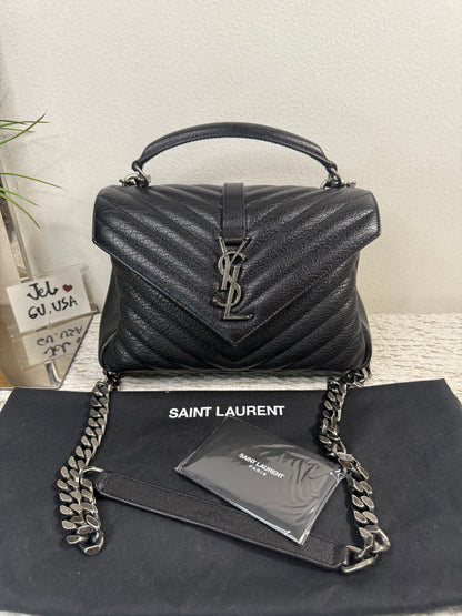 BLACK QUILTED LEATHER MEDIUM COLLEGE BAG in Monogram